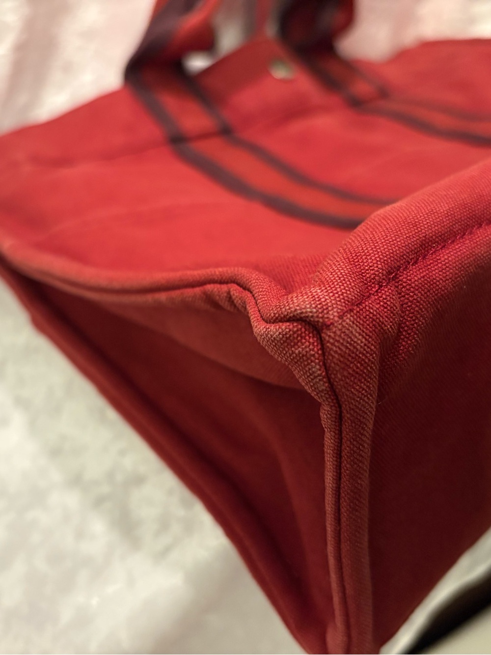 Hermès Fourre-Tout Canvas Large Tote Bag Red brown stripe COA - Picture 9 of 13